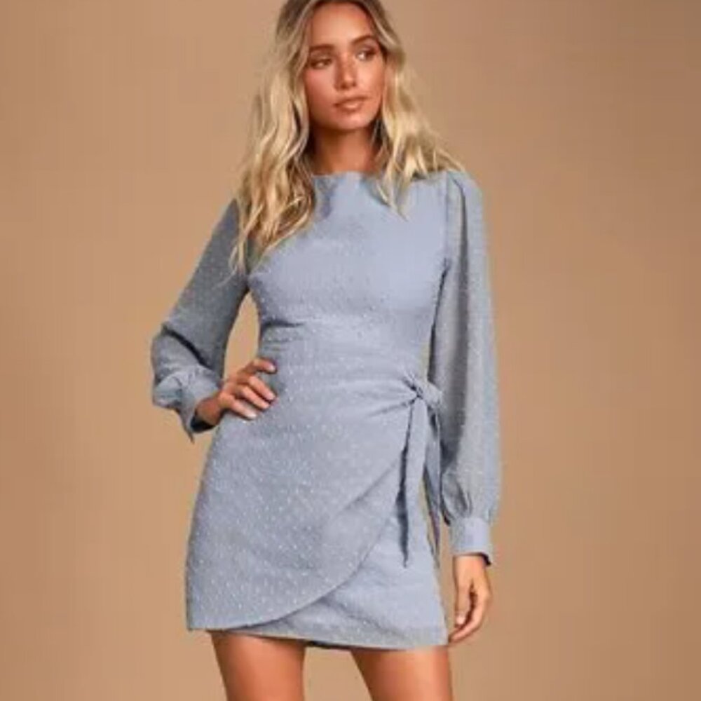 Lulus long sleeve sheer wrap tie dress